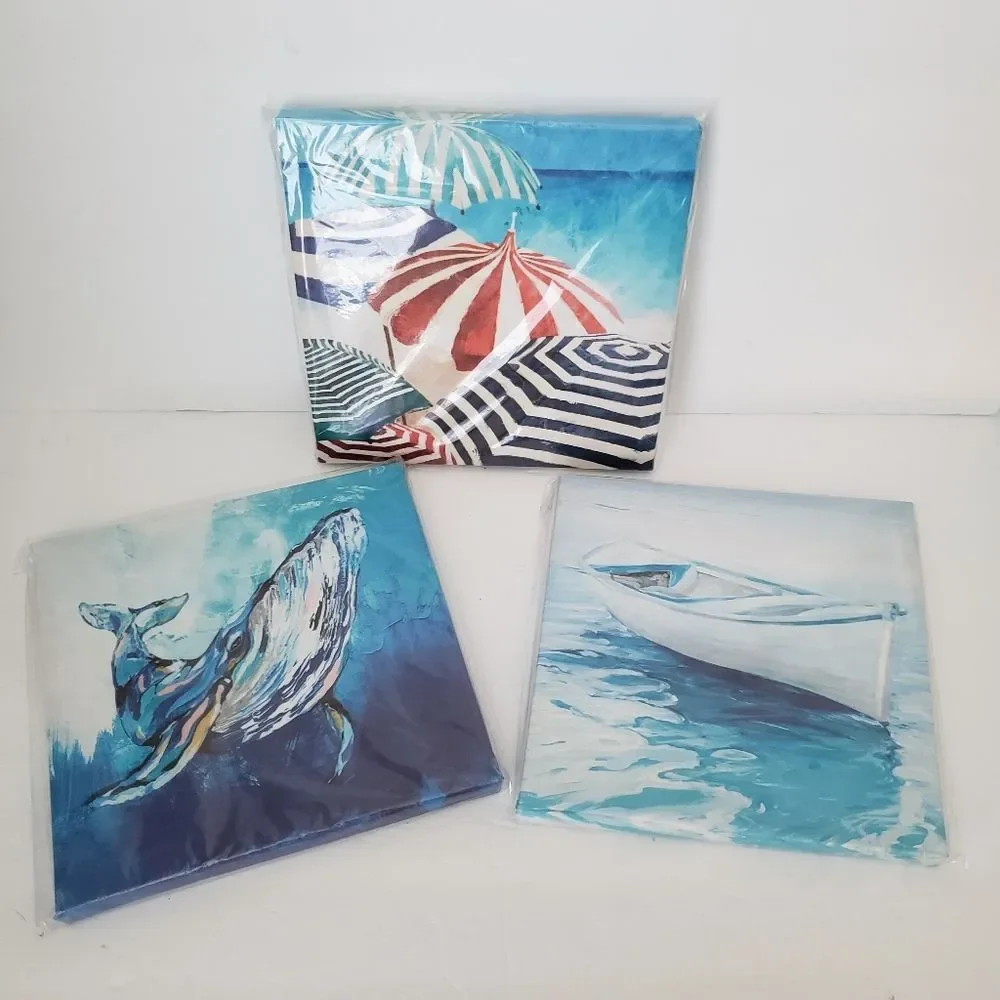 Nautical Home Decor Beach Summer Wall Art Decor Set of 3
